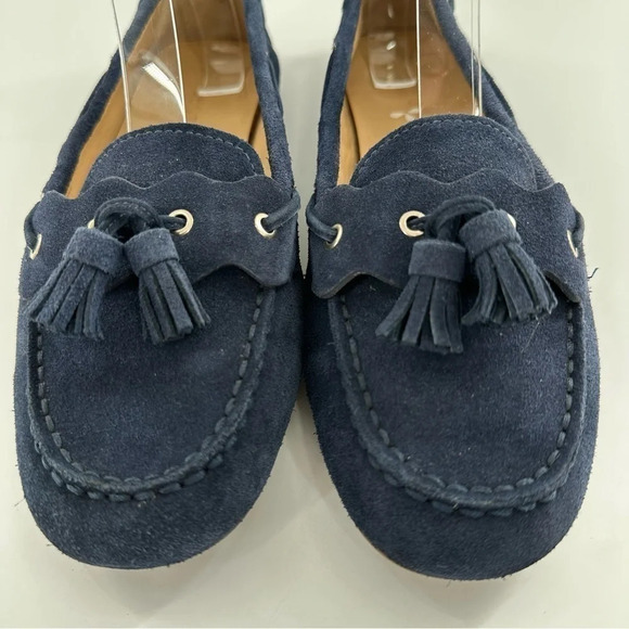 Talbots womens flats size 9.5 navy blue suede tassel driving loafers - Picture 5 of 14